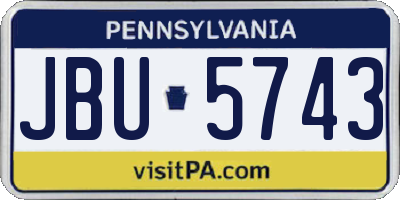 PA license plate JBU5743