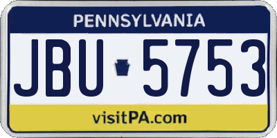 PA license plate JBU5753