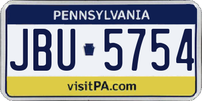 PA license plate JBU5754