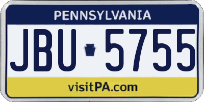 PA license plate JBU5755