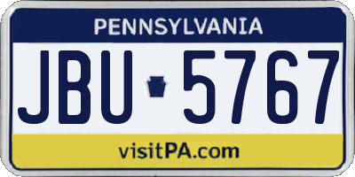 PA license plate JBU5767