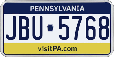 PA license plate JBU5768