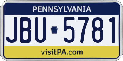 PA license plate JBU5781