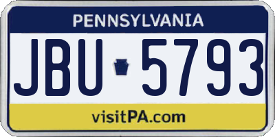 PA license plate JBU5793