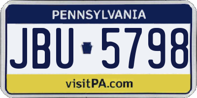 PA license plate JBU5798