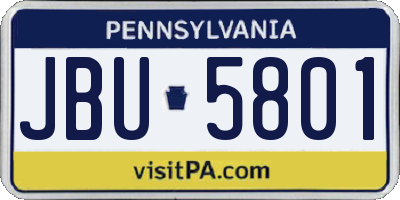 PA license plate JBU5801