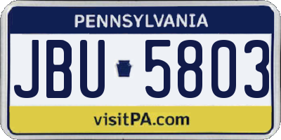 PA license plate JBU5803