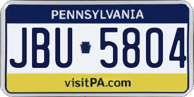PA license plate JBU5804