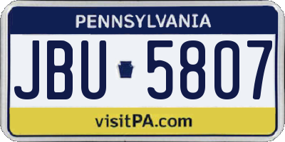 PA license plate JBU5807