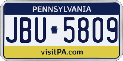 PA license plate JBU5809