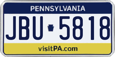PA license plate JBU5818