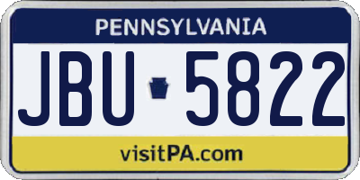 PA license plate JBU5822
