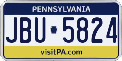 PA license plate JBU5824