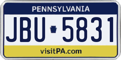 PA license plate JBU5831