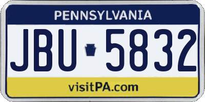 PA license plate JBU5832