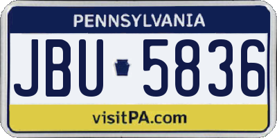PA license plate JBU5836