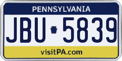 PA license plate JBU5839