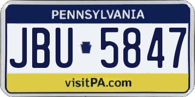 PA license plate JBU5847