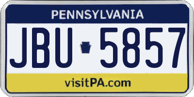 PA license plate JBU5857