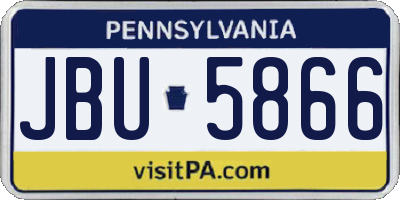 PA license plate JBU5866