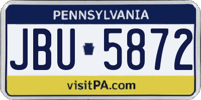 PA license plate JBU5872