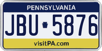 PA license plate JBU5876