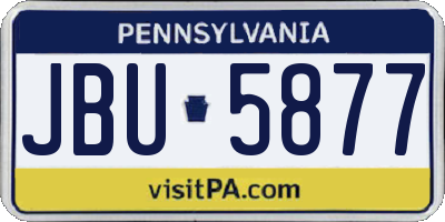 PA license plate JBU5877