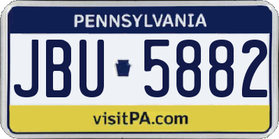 PA license plate JBU5882
