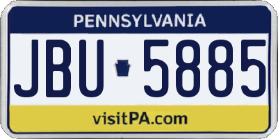 PA license plate JBU5885