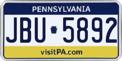 PA license plate JBU5892