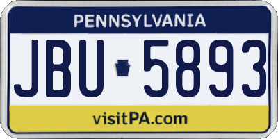 PA license plate JBU5893