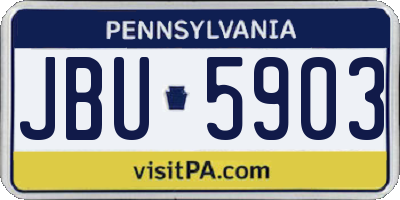 PA license plate JBU5903