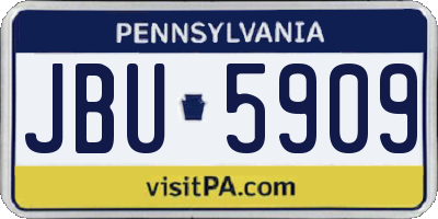 PA license plate JBU5909
