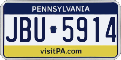 PA license plate JBU5914