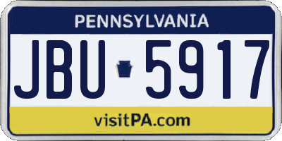 PA license plate JBU5917