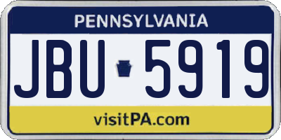 PA license plate JBU5919