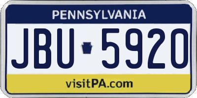 PA license plate JBU5920