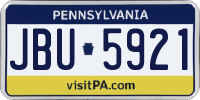 PA license plate JBU5921