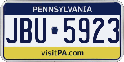 PA license plate JBU5923