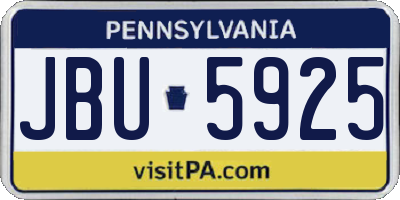 PA license plate JBU5925
