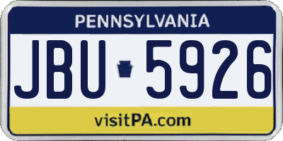 PA license plate JBU5926