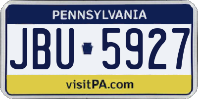 PA license plate JBU5927