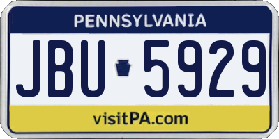 PA license plate JBU5929