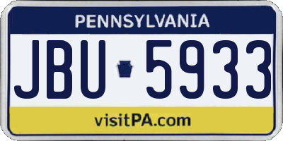 PA license plate JBU5933