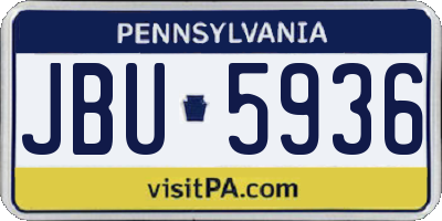 PA license plate JBU5936