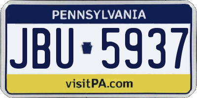 PA license plate JBU5937