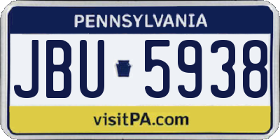 PA license plate JBU5938
