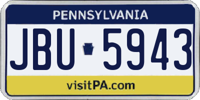 PA license plate JBU5943