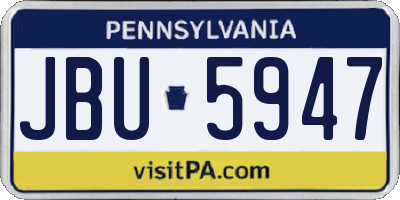 PA license plate JBU5947