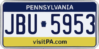 PA license plate JBU5953